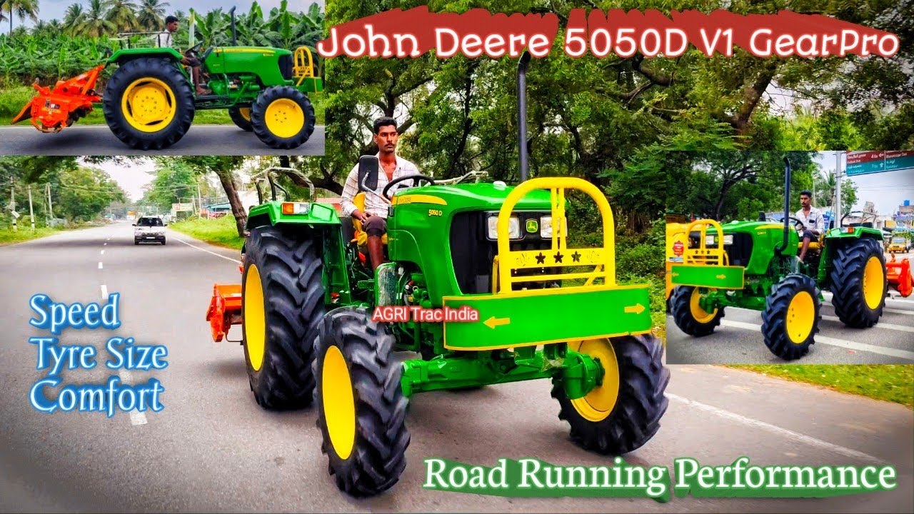 John Deere 5050D 4WD latest Model Tractor Road Running Performance | Tyre details Review in Tamil 