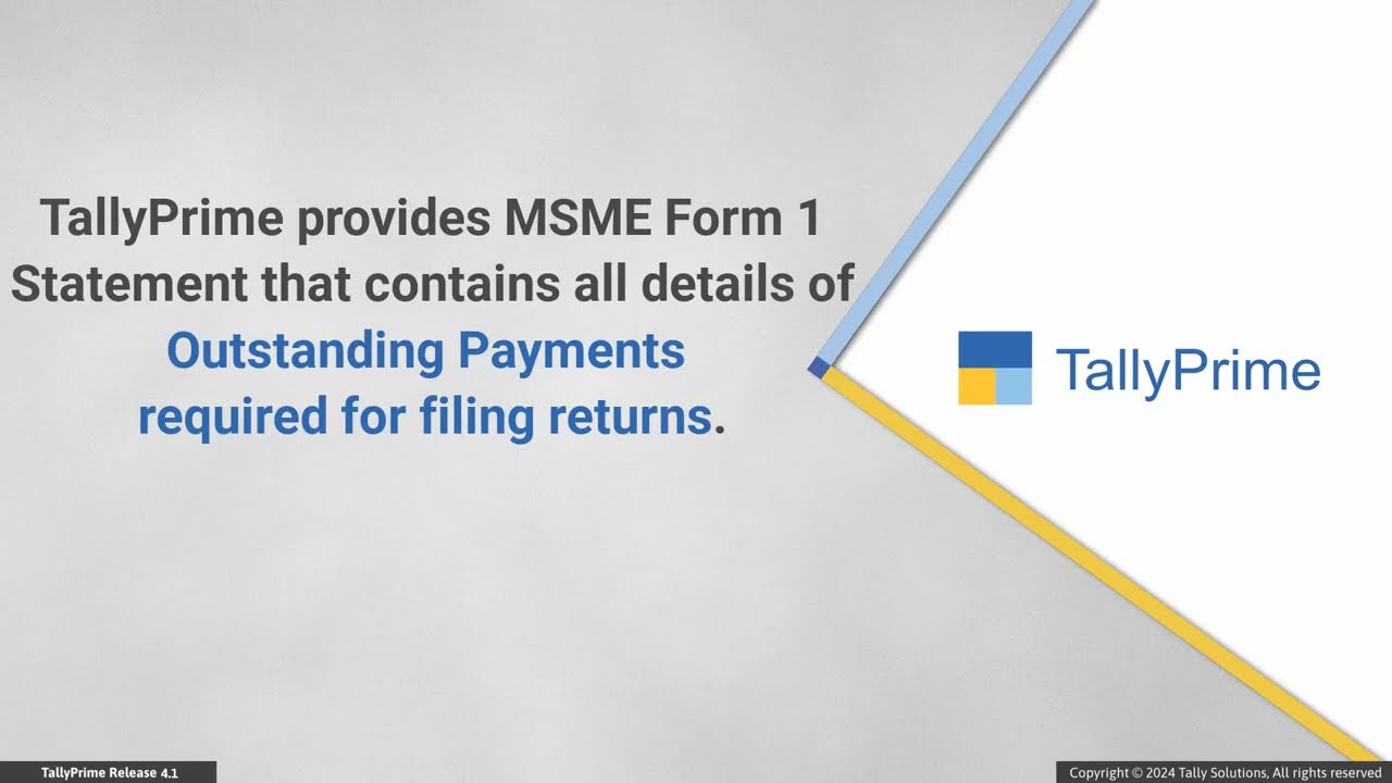 How to View MSME Form 1 Statement | TallyHelp