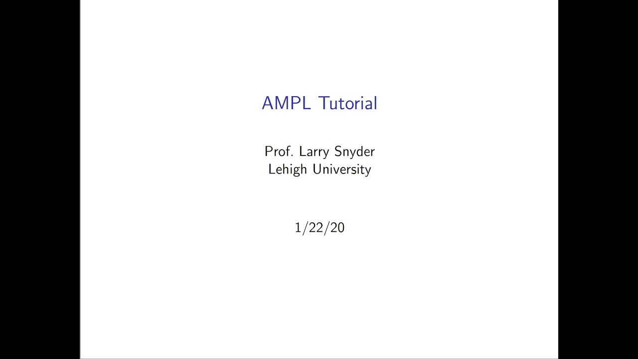 AMPL Tutorial