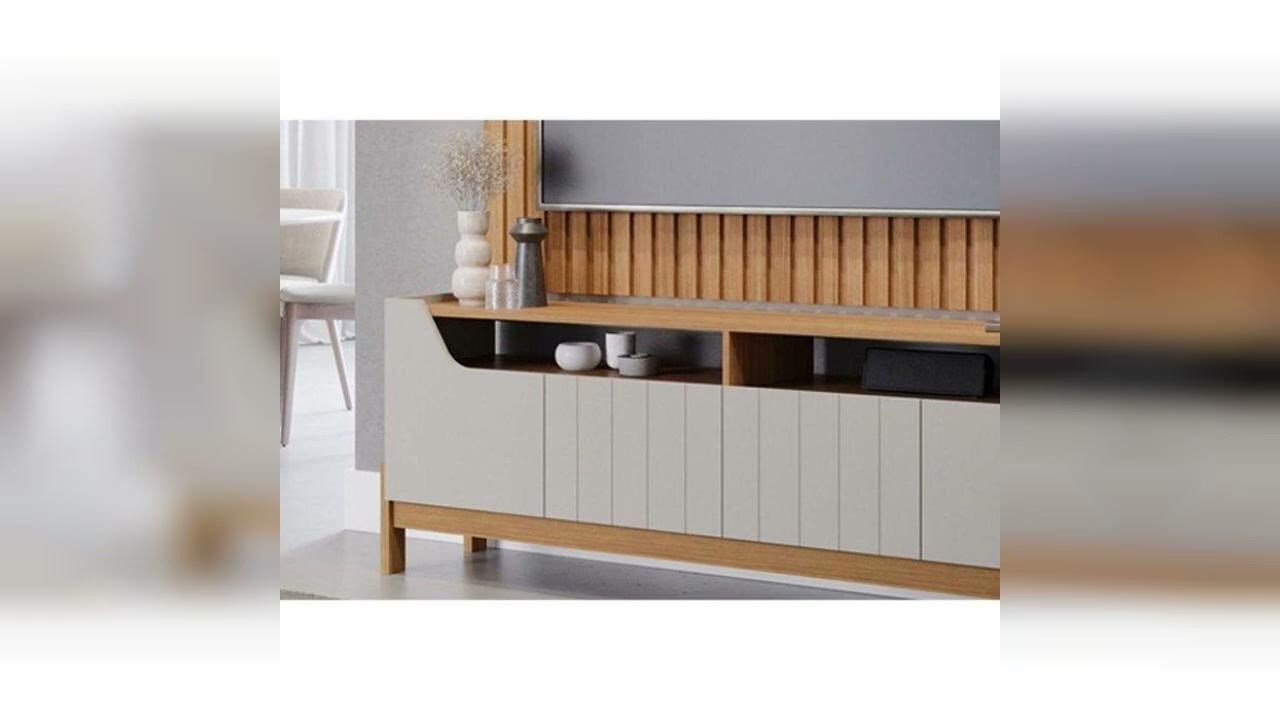 Review: Estante para Sala Moema Tv até 70 Polegadas c/ 4 Portas Grafite/Nature - Permóbili Gra...