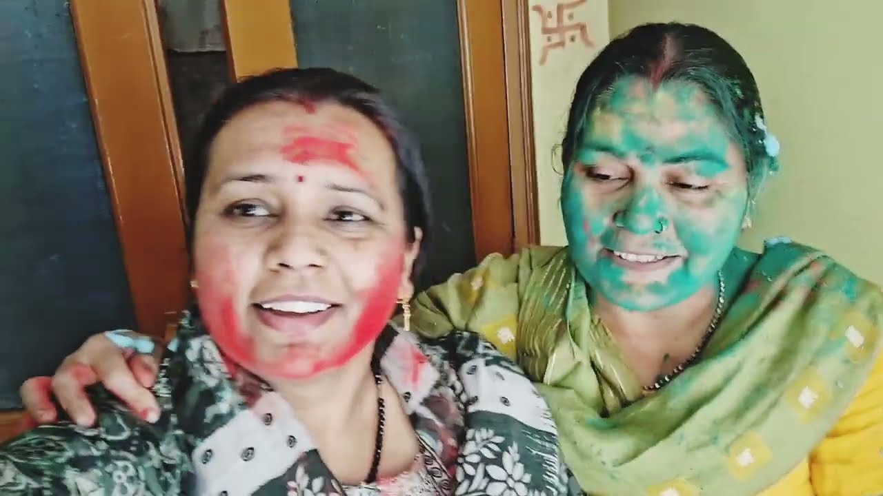 #Holi festival with my family or my neighbor # masti#