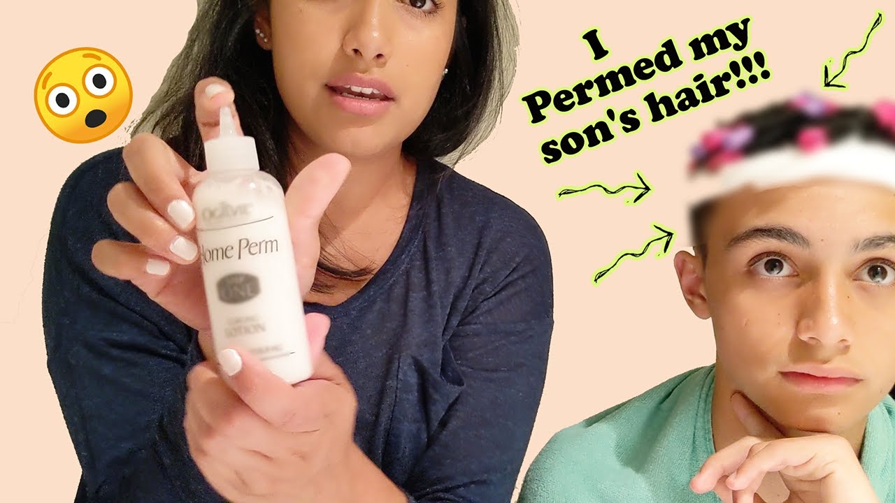 I permed my son's hair! How to get curly hair for men!