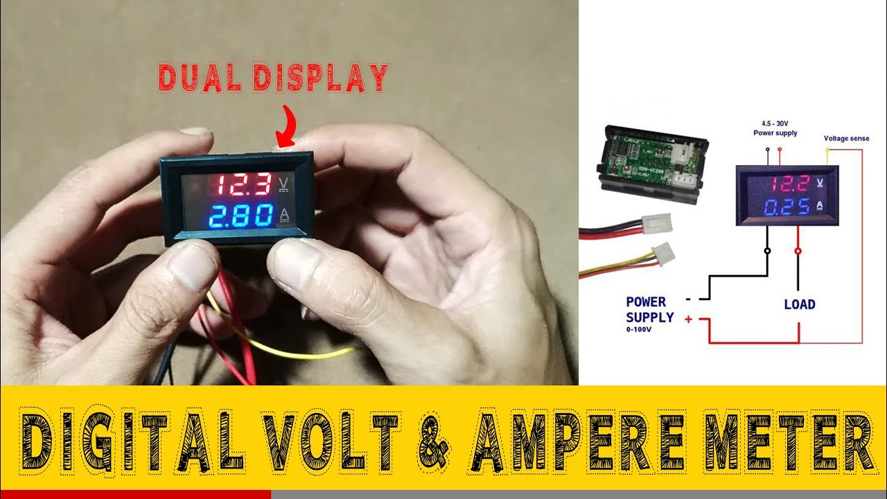 DSN-VC288 Module TEST DIGITAL VOLT &  AMPERE METER  (DUAL DISPLAY) WIRING DIAGRAM
