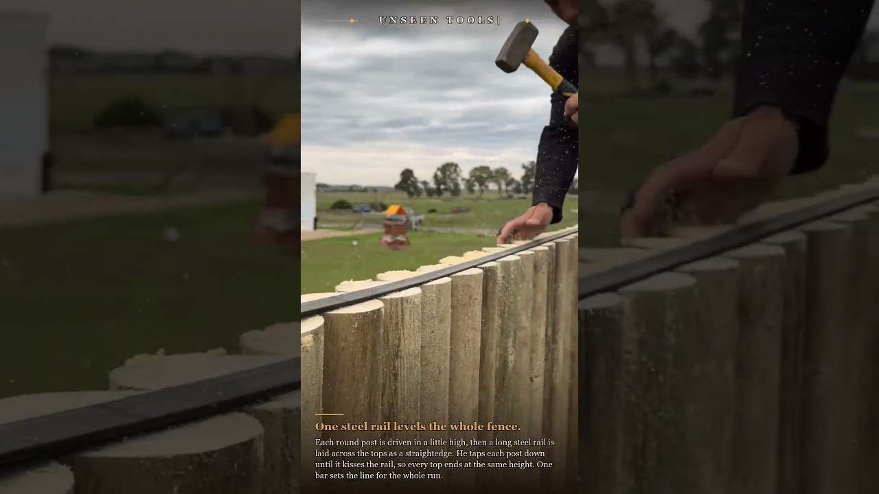 Post-Leveling Process along a Fence Line with a Manual Tool #process #worker