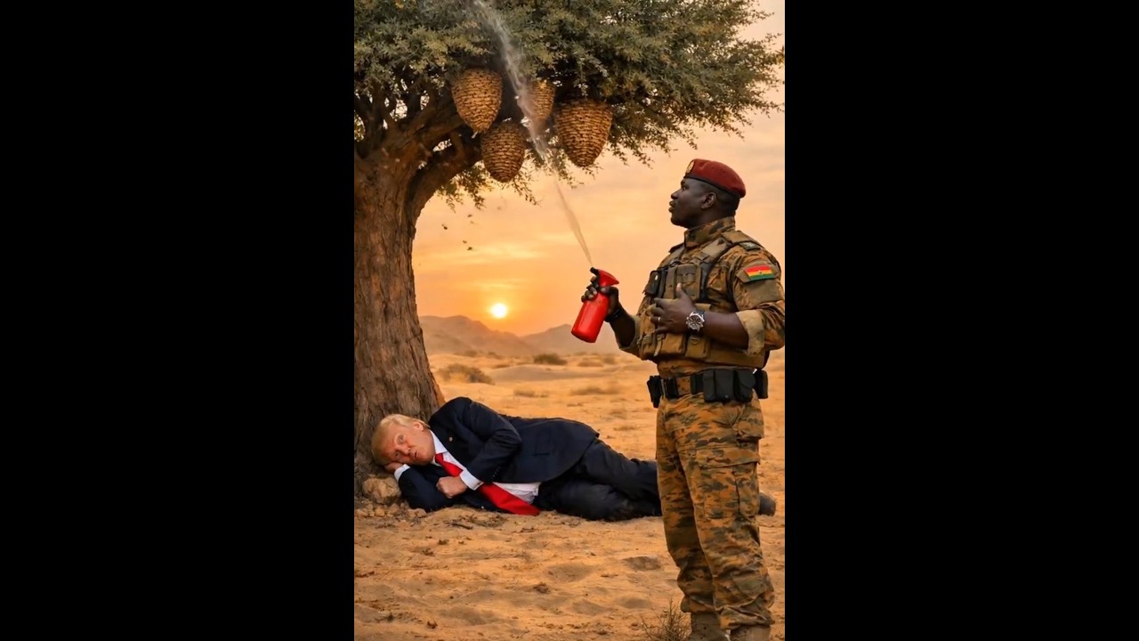 Trump gets knocked out by beehive then chases Ibrahim Tarrore 😂 #usa #satire  #funny #honeybeesting