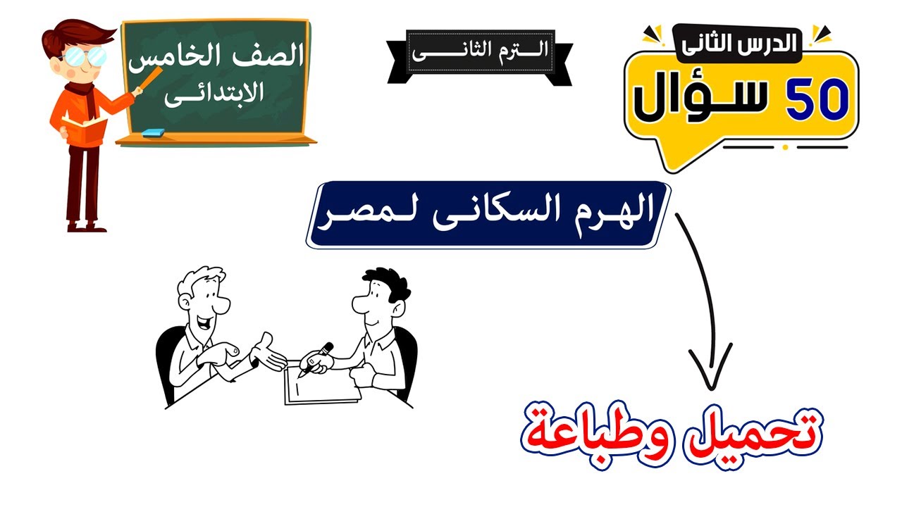 الهرم السكاني لمصر للصف الخامس 50 سؤال