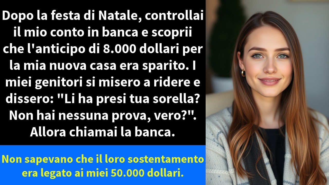 Dopo la festa di Natale, controllai il mio conto in banca e scoprii che l'anticipo di 8.000 dollari