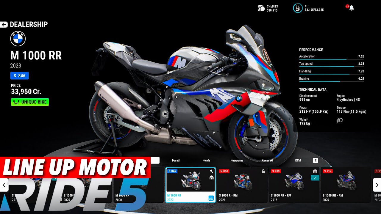 LINE UP MOTOR YANG ADA DI RIDE 5😱🔥