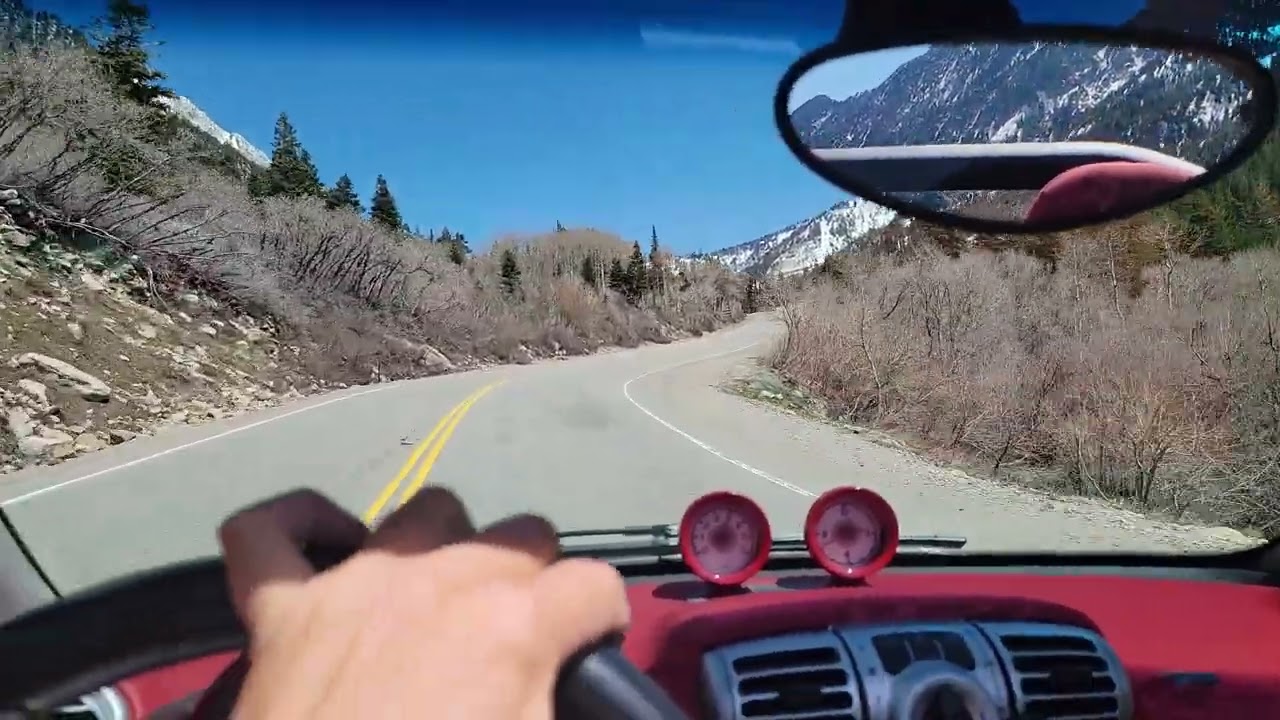 Driving up Little Cottonwood Canyon Utah to Snowbird and Alta Ski Resort