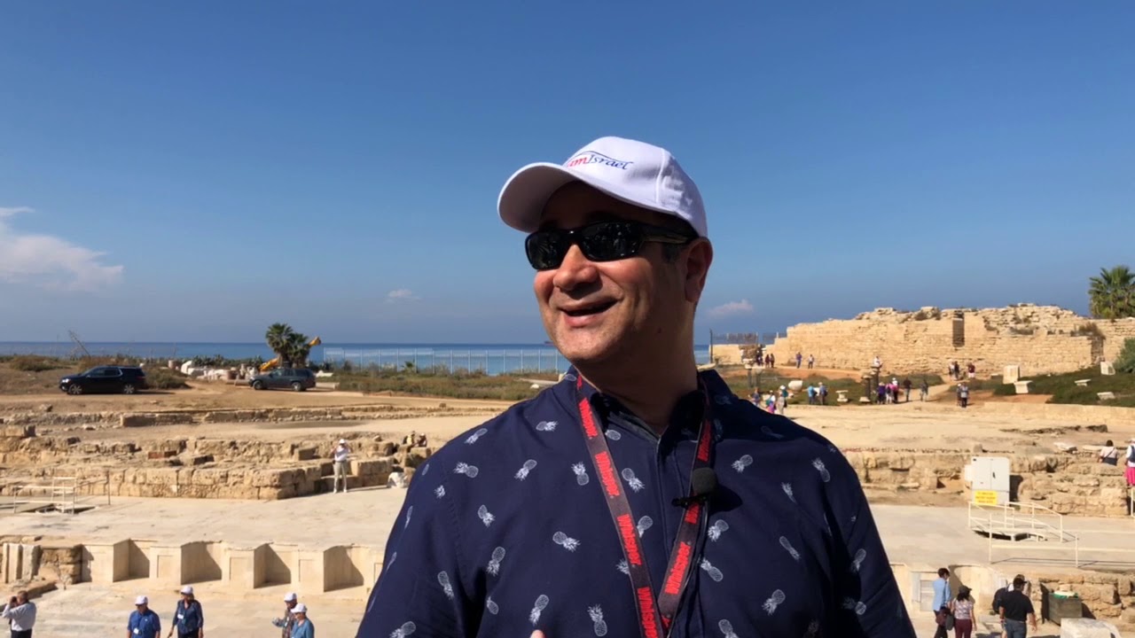 Joe Amaral on location in Caesarea Teaching About Cornelius and Peter