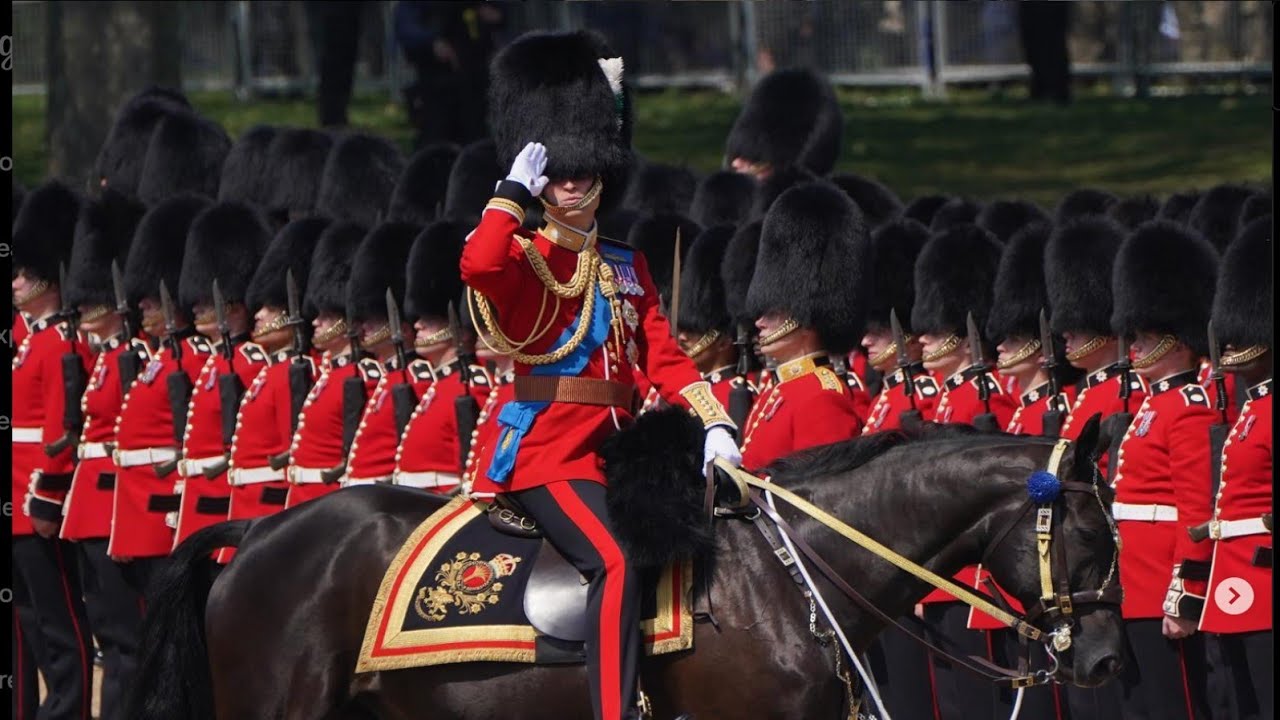 Prince William leading King Charles III First Trooping the Colour 2023 King's Birthday Parade