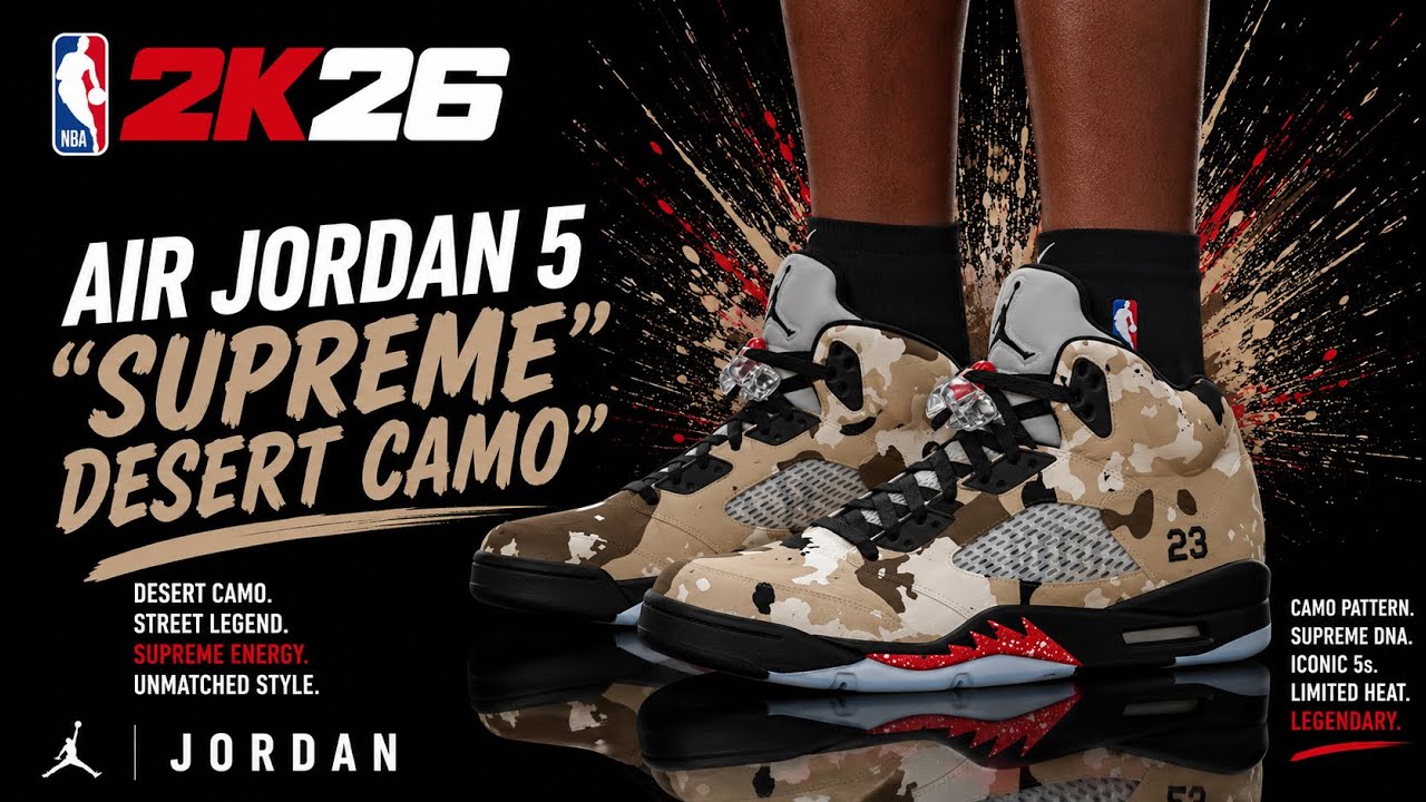 NBA 2K26 Shoe Creator - Air Jordan 5 x Supreme 