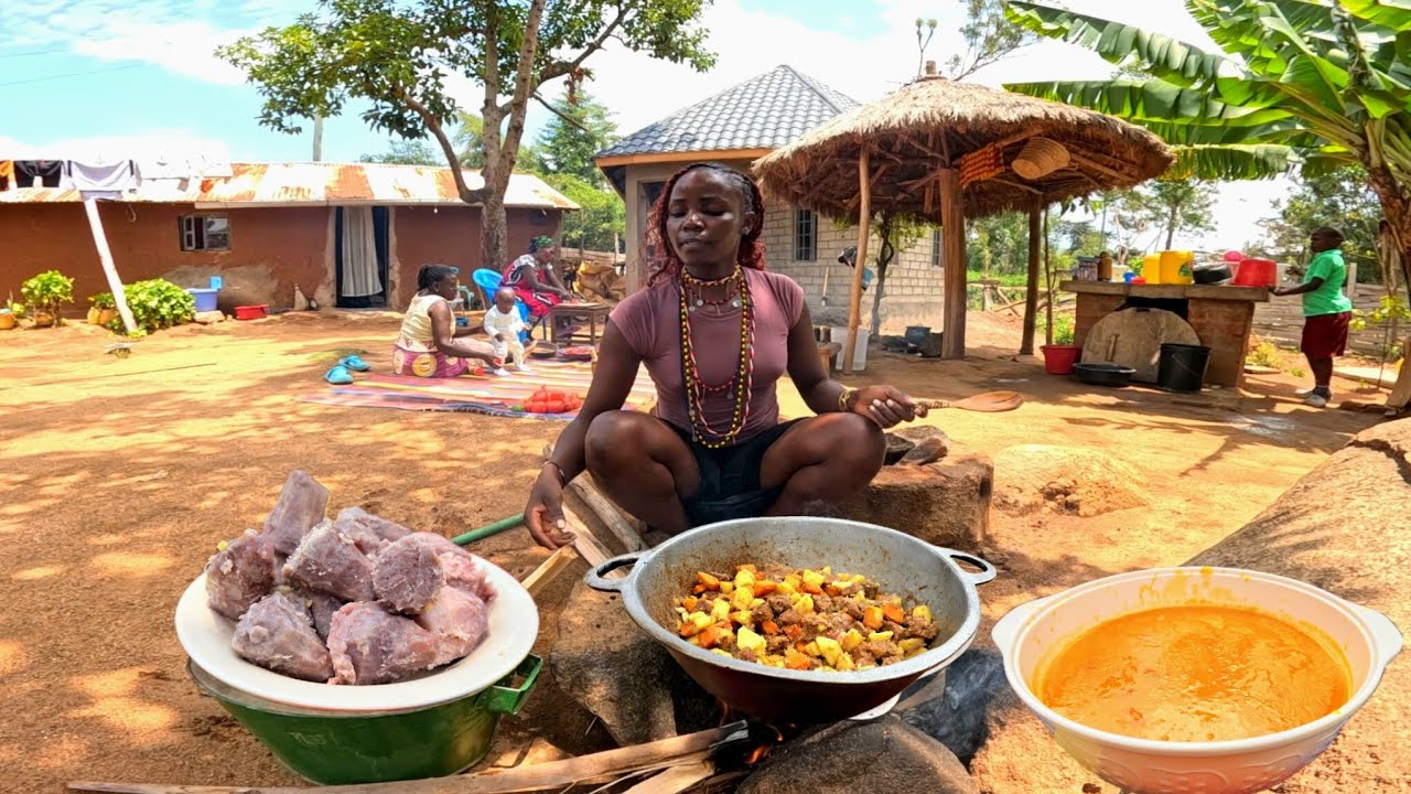 Rainy Day| Cooking Healthy Organic  Fresh Meal on a Cold day For lunch |African Peaceful living 