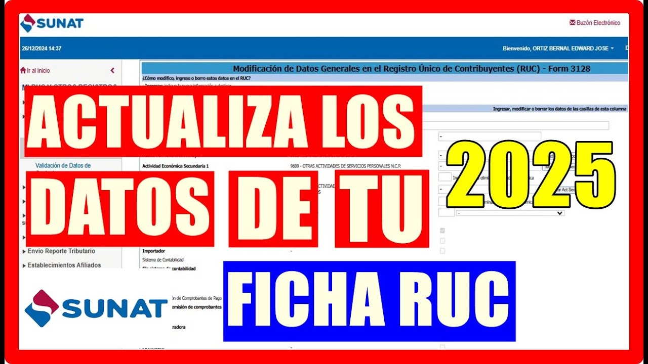 Como MODIFICAR y/o ACTUALIZAR los datos de la FICHA RUC - SUNAT 2025