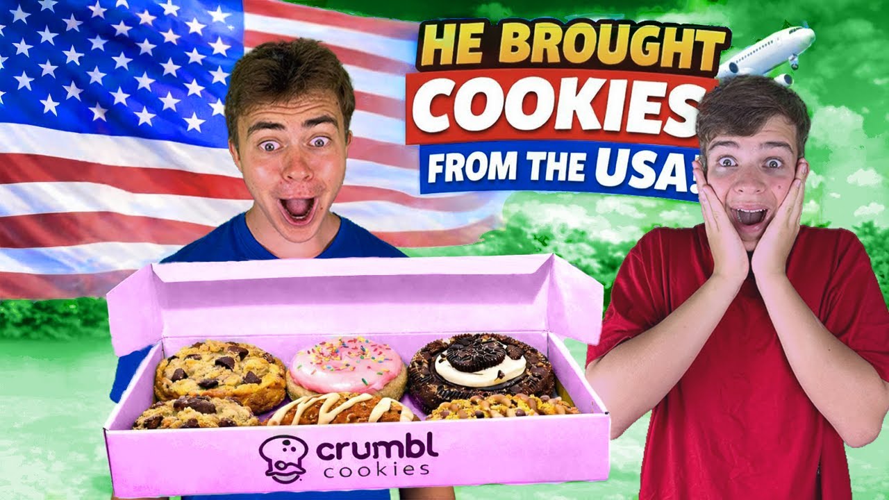 Crumbl Cookies from the USA After a 2 -Day Flight#illiaandmaksym #quartersbros #crumblcookies