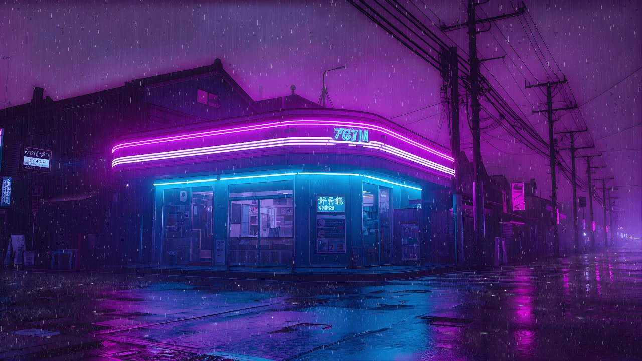 Lofi Rainy Nights 🌧️ – Aesthetic Electric Blue Rain Ambience for Sleeping | 4K