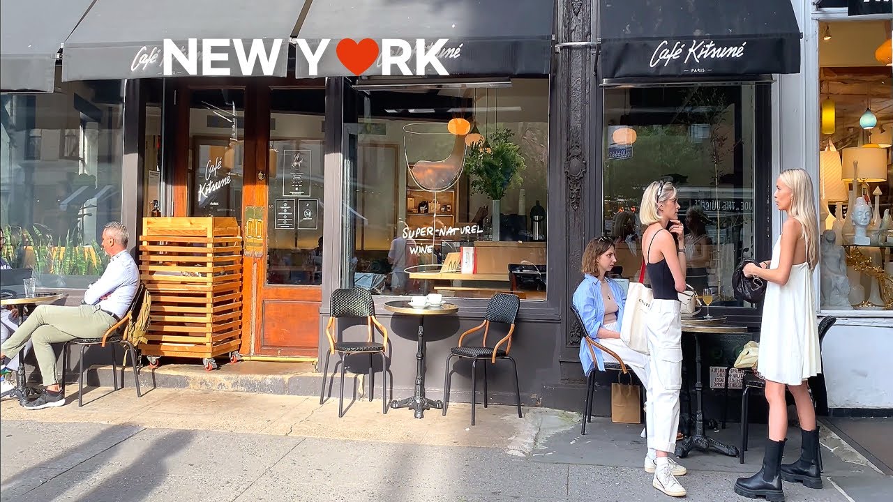 [4K] 🇺🇸 Прогулка по Нью-Йорку: Вест-Виллидж, Манхэттен / апартаменты Перри Сент-Кэрри /кафе Kitsuné☕