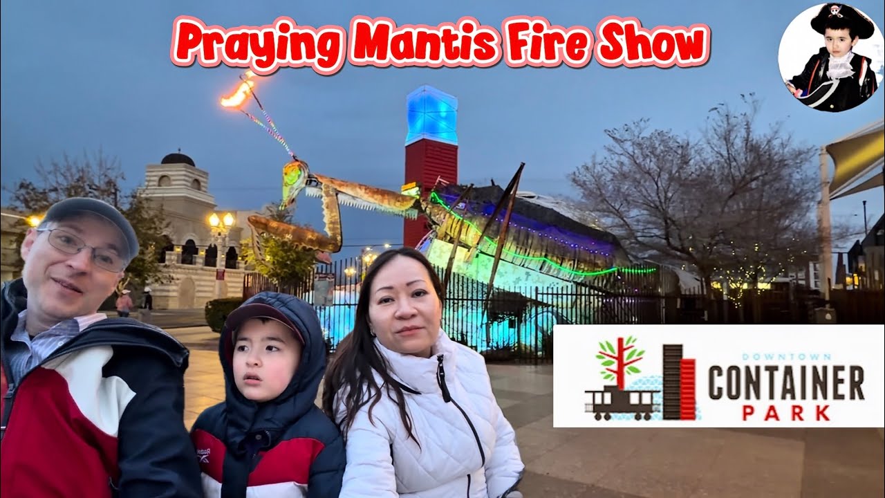 Loves the Fire, Hates the Heat! Bennett vs the Praying Mantis Fire Show at Container Park! #fireshow