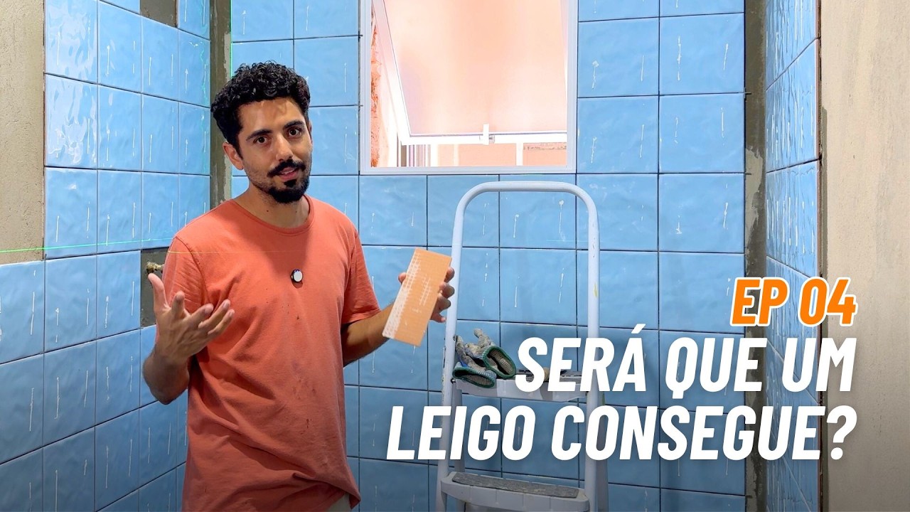 instalando os revestimentos do banheiro