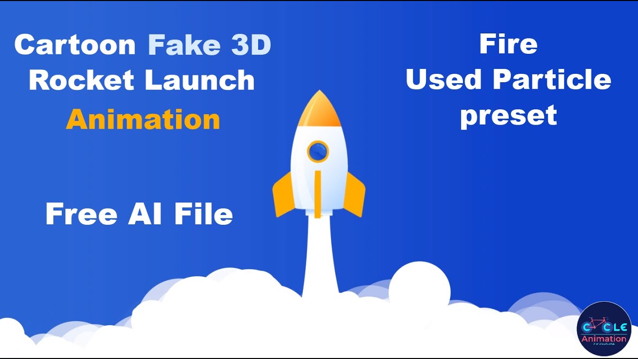 Cartoon rocket launch animation with Fake 3D using After effects
