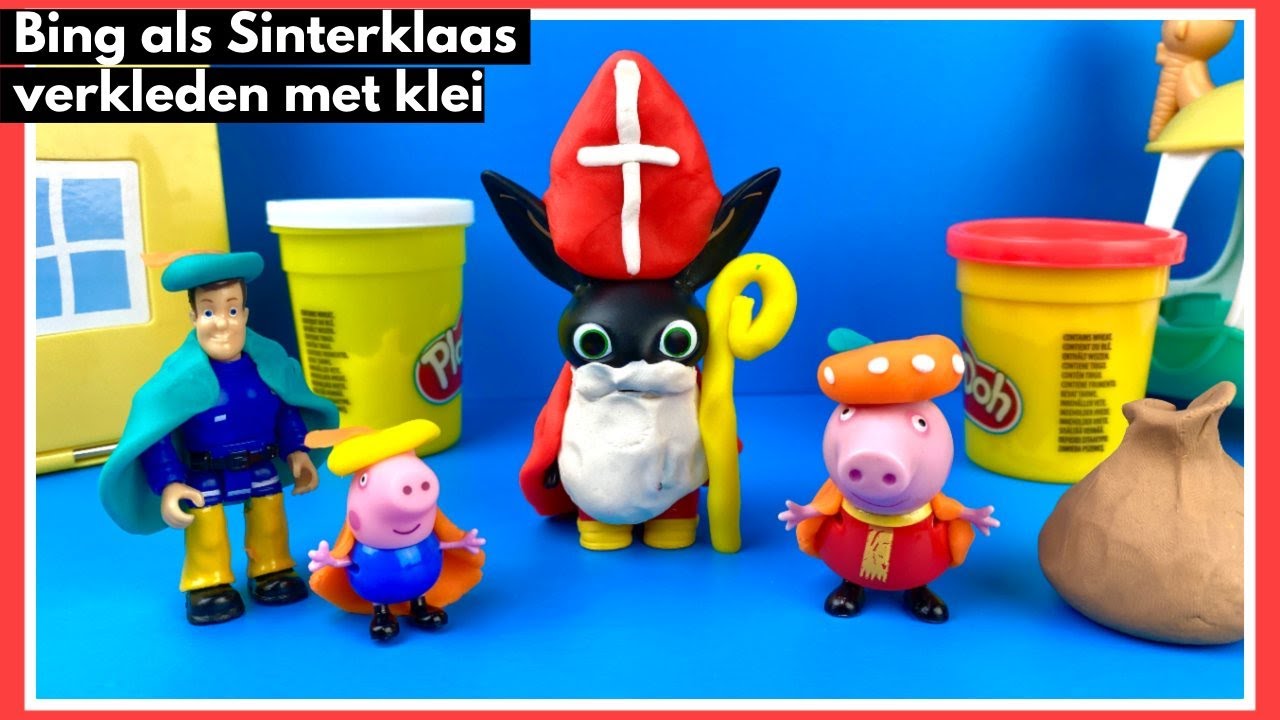 Sinterklaas van klei maken met Bing, Peppa Big en Brandweerman Sam | Family Toys Collector