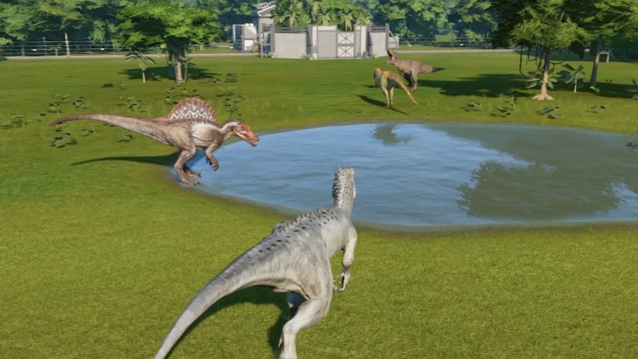 The Big 4 I-Rex VS T-Rex VS Spinosaurus VS Giganotosaurus Update 1.4 - Jurassic World Evolution