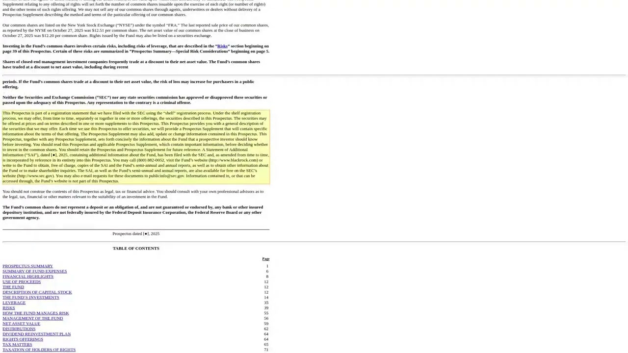 My Key Insight from BlackRock Floating Rate Fund's Filing