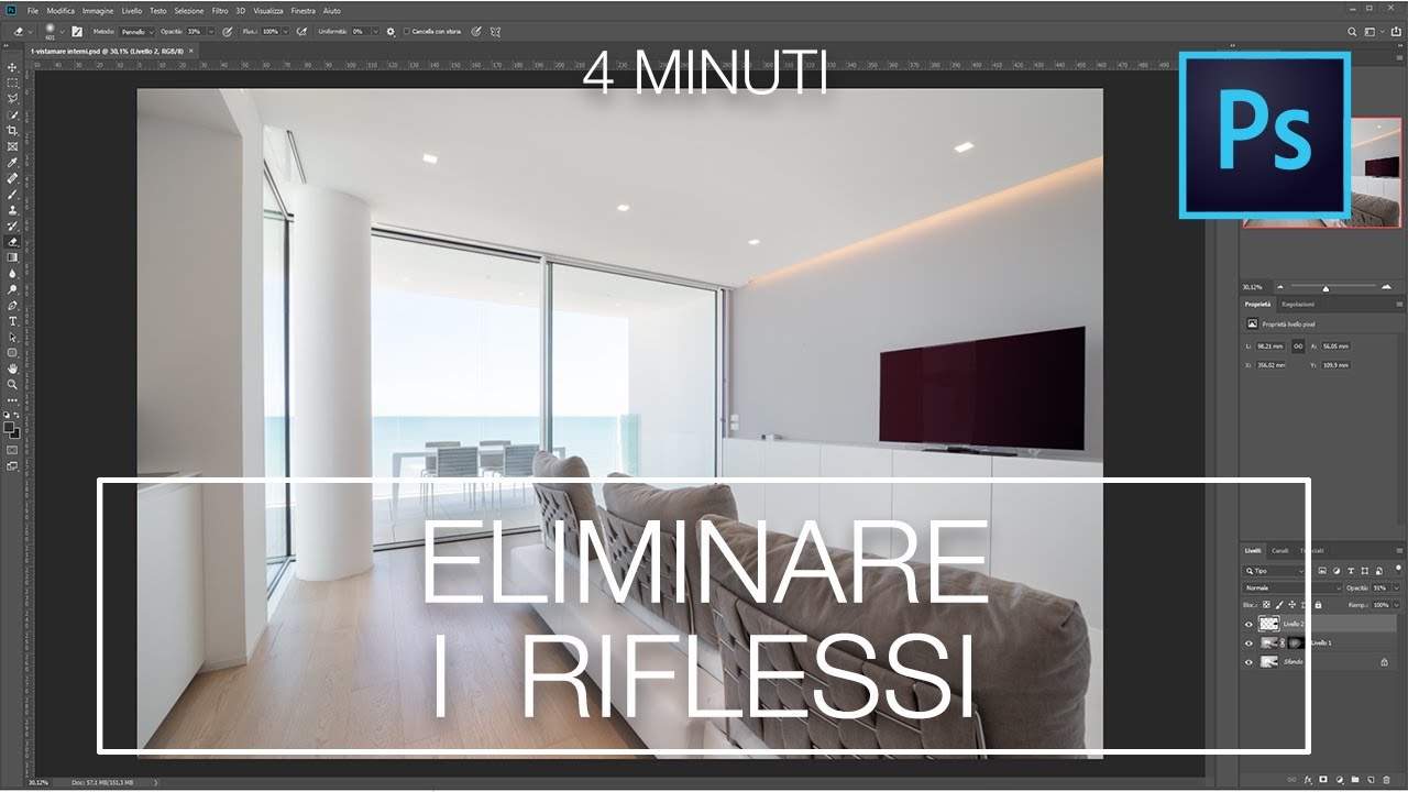 FOTOGRAFIA DI INTERNI: Eliminare i riflessi - Tutorial Photoshop part-2