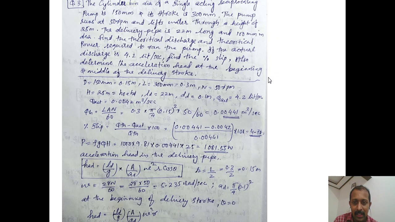 ME206-module-4-Part 8 Problem 3 Reciprocating pump