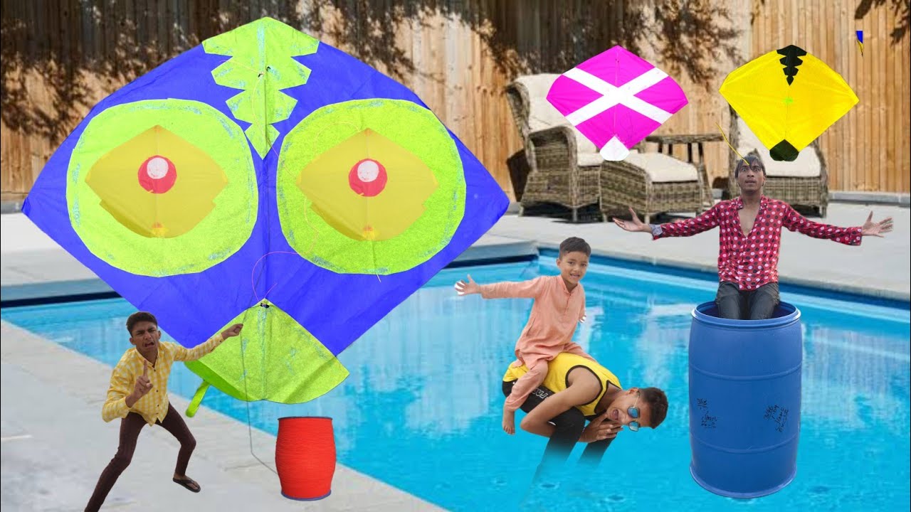 Kite Flying Vs Cutting Challenge With swimming Sea