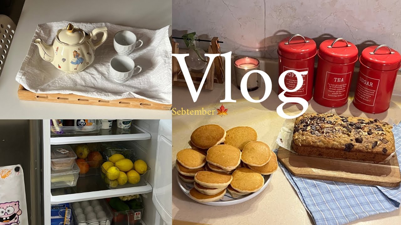Two days in September، روتين يومين في سبتمبر🍁فرزنت كيكة موز وبان كيك🥞🍌ترتيب وتنظيم 📚شاي للتعب🫖🍵