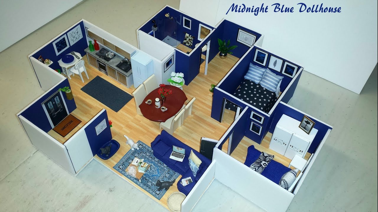 DIY Miniature MIDNIGHT BLUE DOLLHOUSE