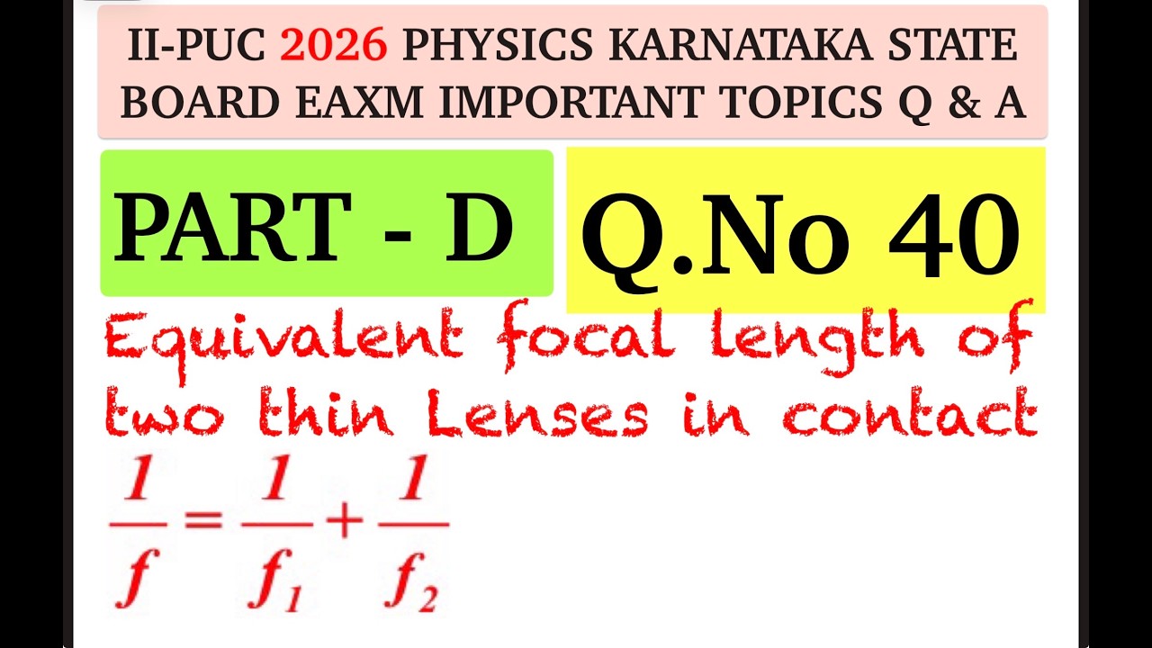 Equivalent focal length of two thin lenses is placed in contact