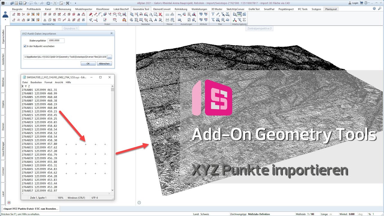 ALLPLAN Add-On Geometry Tools V2 - XYZ Gel&auml;ndepunkte importieren