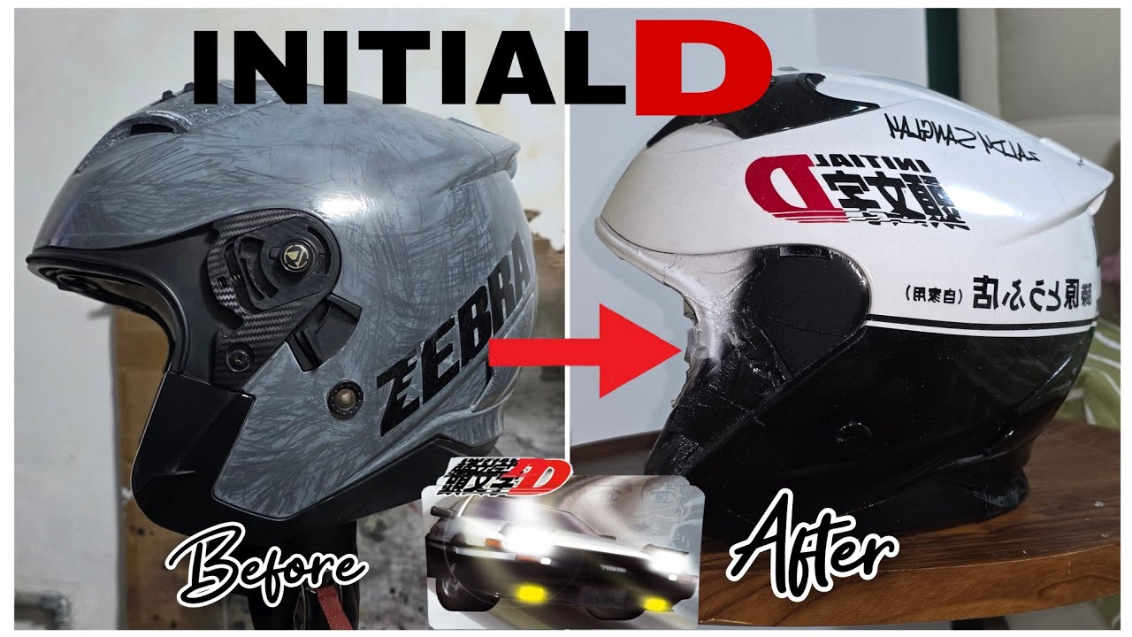 DIY HELMET REPAINT | OLD HELMET TO  INITIAL D CUSTOM PAINT HELMET