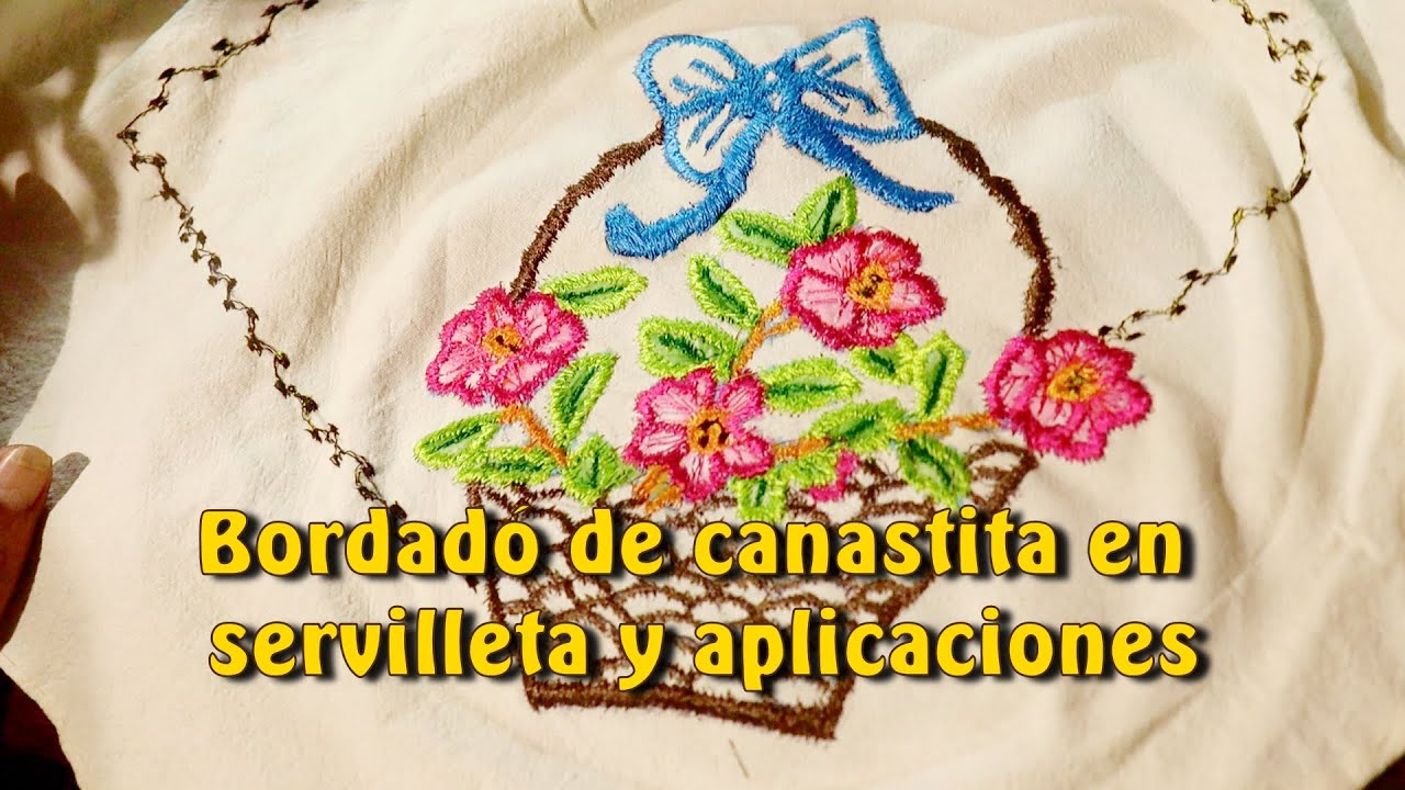 Bordado de canastita en servilleta y aplicaciones |Creaciones y manualidades angeles