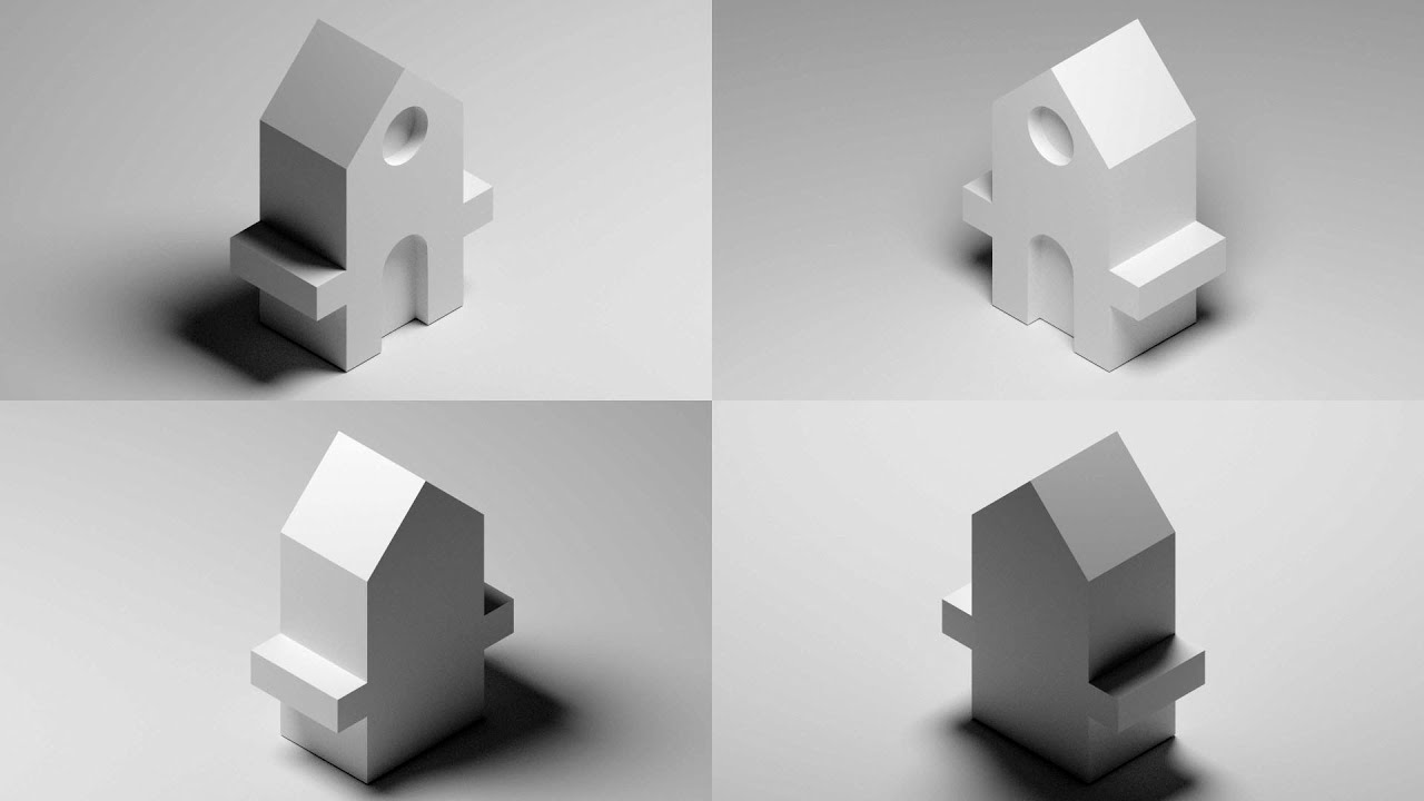 Blender 3D Examen Extraordinario Suplente 2 DT Aplicado EBAU, B2 2024 2025 Vistas Axonométrico