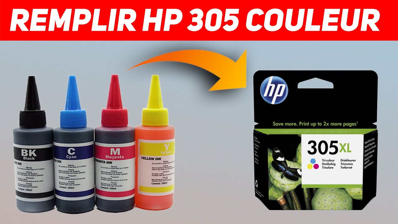 TUTO REMPLIR HP 305 COLOR EN MODE GALÈRE  (refill)