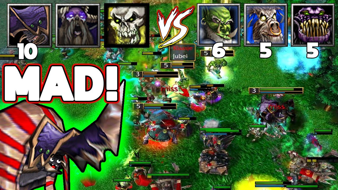 Level 10 Crypt Lord Mass Necromancers vs Triple Orc Hero Dispell