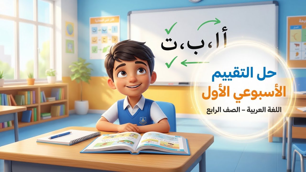 حل  التقييم الأسبوعي الأول لغة عربية الصف الرابع الابتدائي | شرح سهل ومُبسَّط
