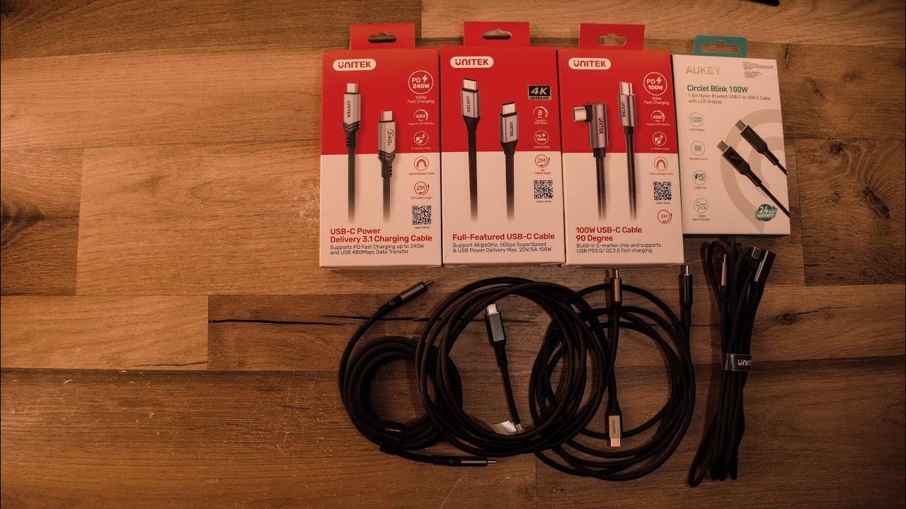 Test kabli USB-C 100W/240W - Aukey i UNITEK