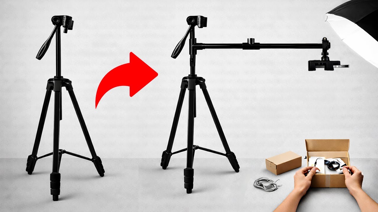 DIY | Basic Tripod converted into a 360-degree overhead tripod with 1-4 feet of extended height