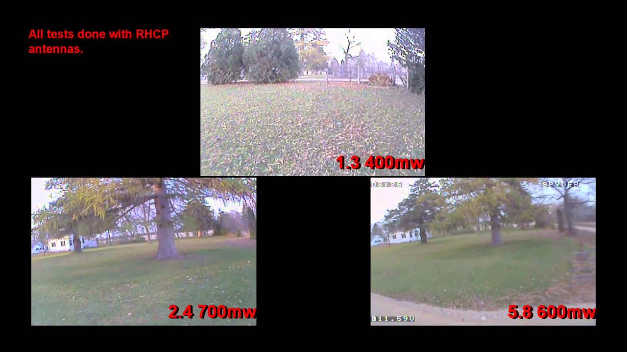 Comparing 1.3 2.4 and 5.8 on a fpv250 mini quad