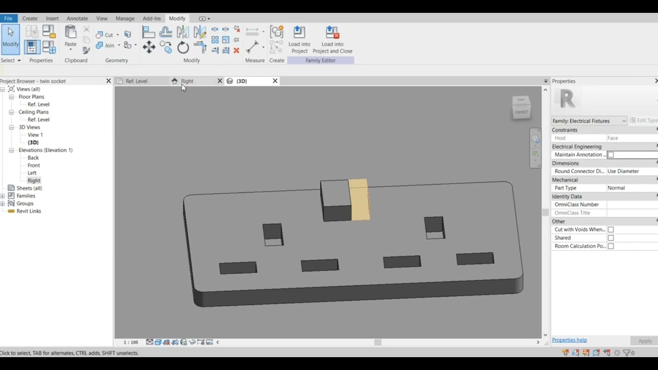 Revit Electrical Tutorial - Family Creation - Twin Socket