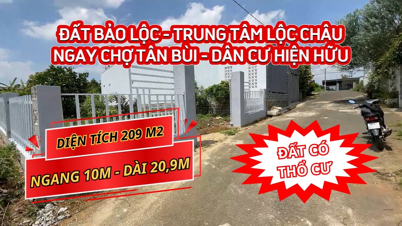 Bán đất Bảo Lộc ngay chợ Tân Bùi trung tâm của Lộc Châu. Ngang 10m. Đường nhựa. Nhà đất Bảo Lộc.