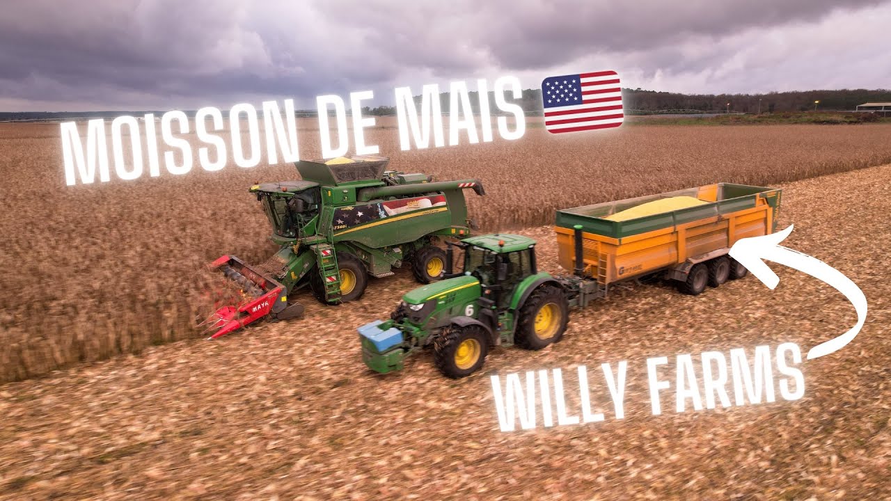 🌽 Moisson de Maïs dans une parcelle de 200ha ! Willy Farms 🇺🇸