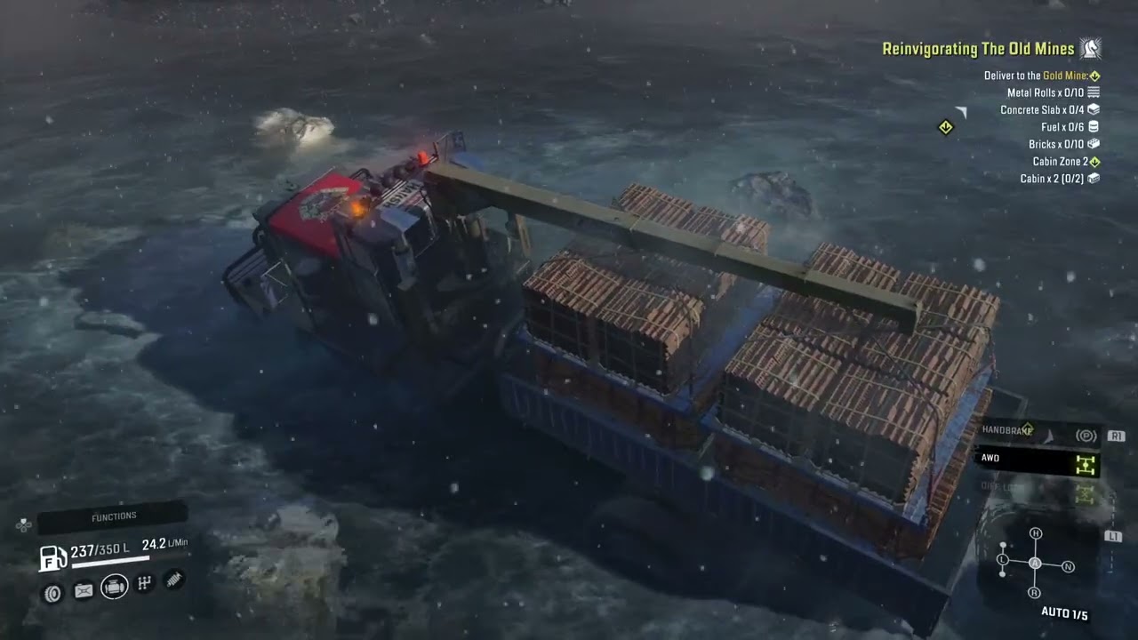 SnowRunner NG+ Yukon - Reinvigorating the Old Mines stage 1 (10 Bricks, 6 Fuel, 2 Rolls) Pacific P12