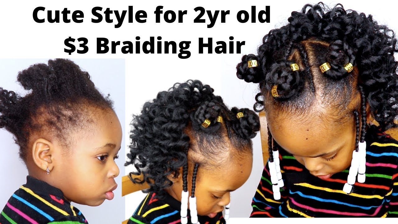 $3 Crochet Hairstyle for Kids With Short Hair | Toddler | Little black girls hairstyle on short hair