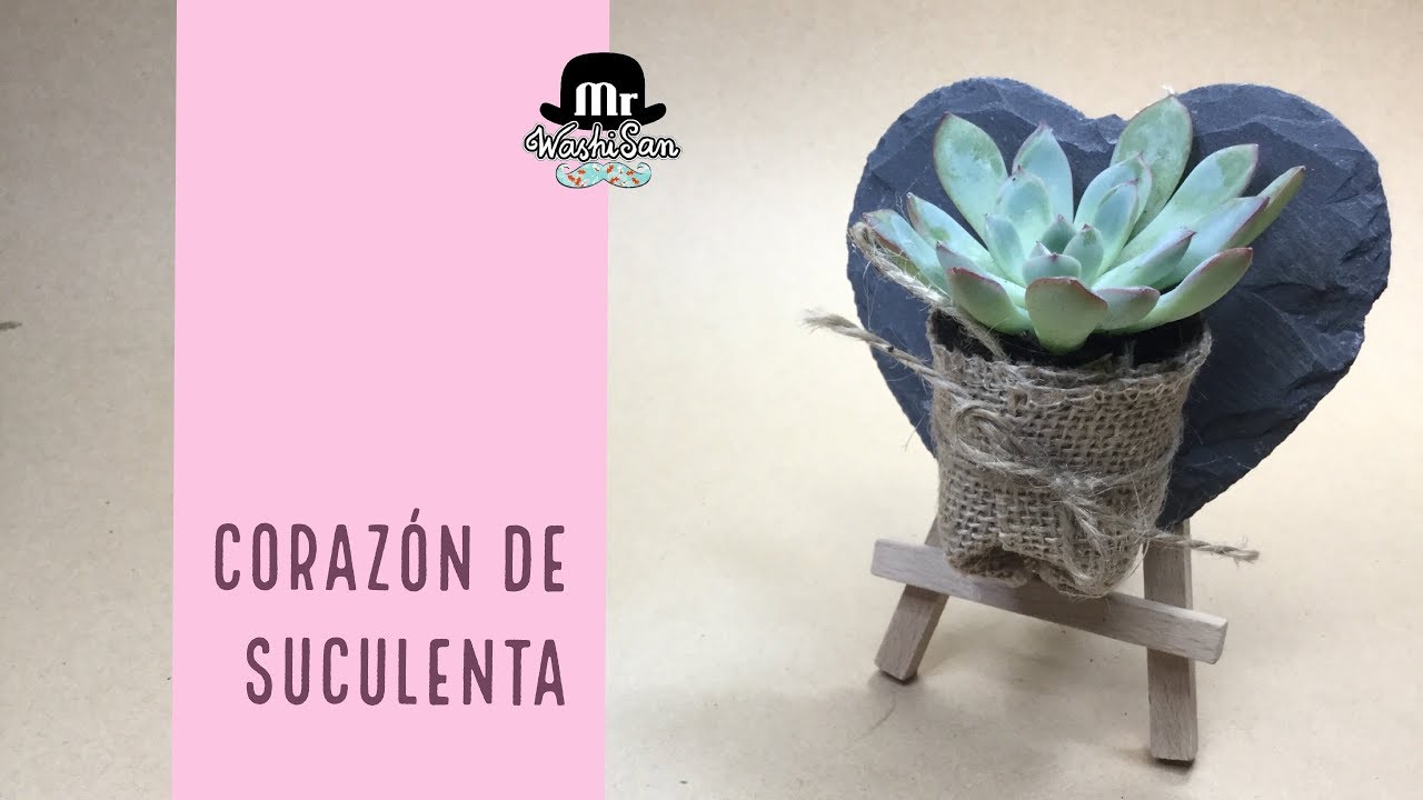 Corazón de suculenta. Echeveria Plantada En Tela De Saco Y Pizarra