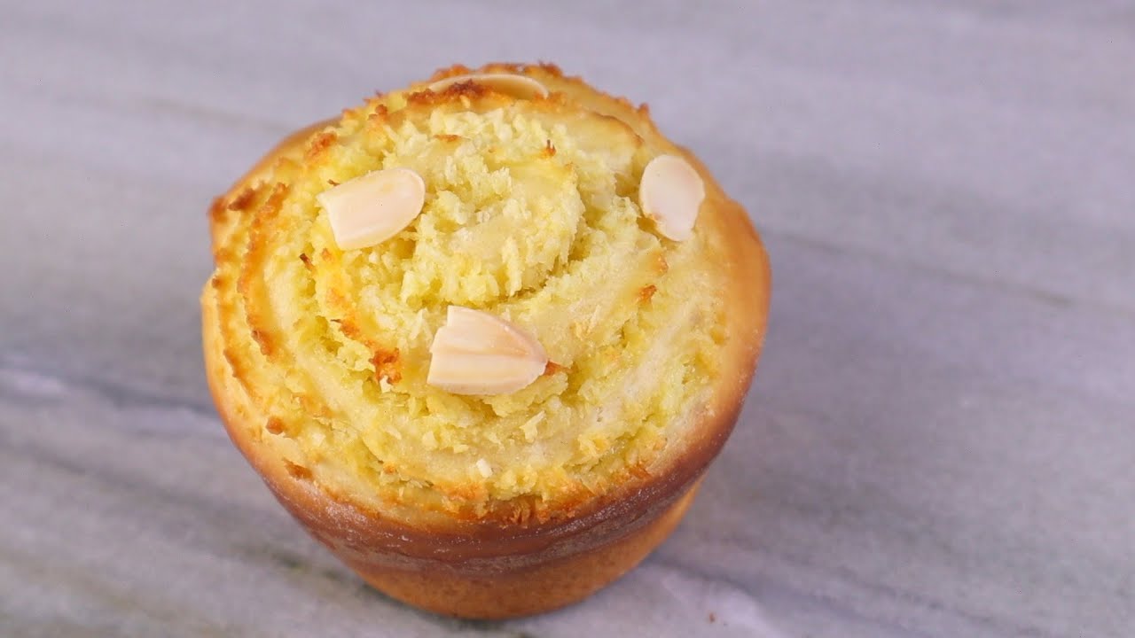 免揉椰蓉面包卷，普通面粉，不用揉面，简单整形，椰香浓郁。No-Knead Coconut Bread Roll